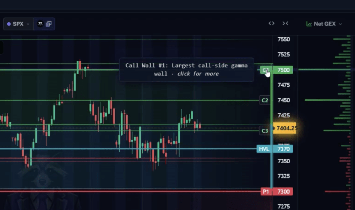 Illustrating call and put walls in TanukiTrade.